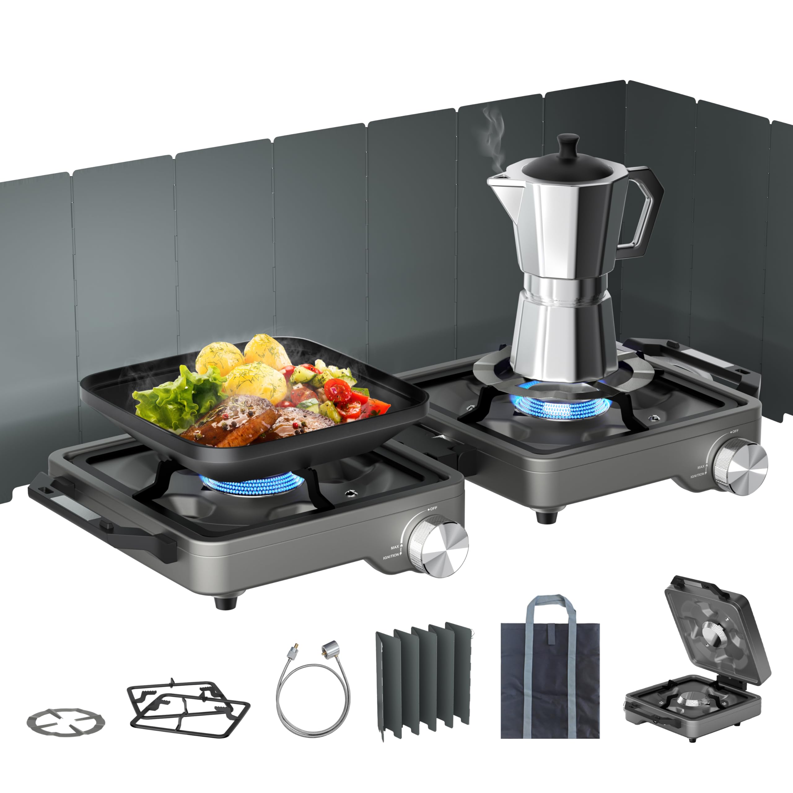 Amazon.com: 27000 BTUs 2 Burner Folding Camp Stove, Propane Gas